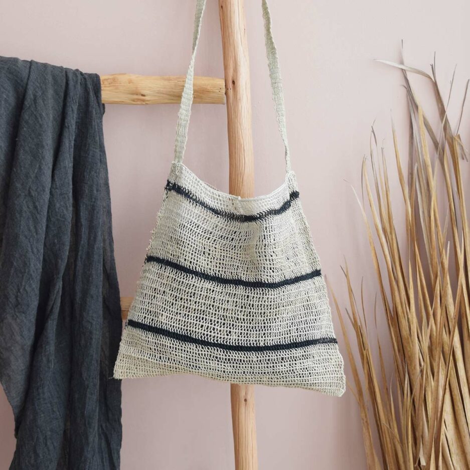 Sac tissé à rayures noires Finca Home