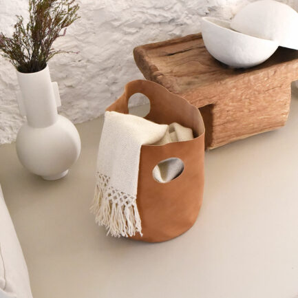 Grand sac seau en cuir