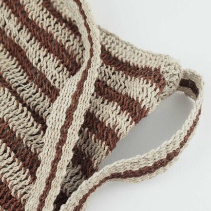 Sac tissé à rayures cannelle