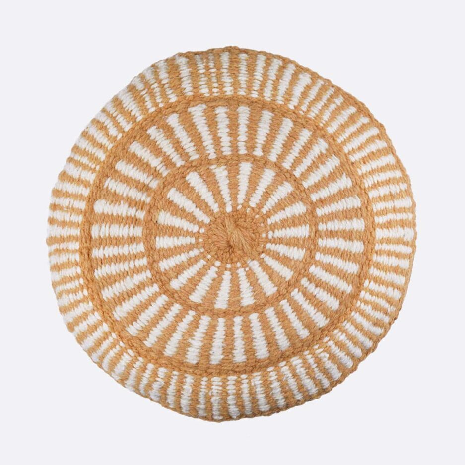 Coussin ethnique rond motif ocre Finca Home