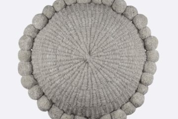 Coussin ethnique rond à pompons 50cm gris Finca Home