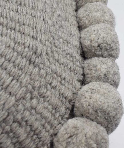 Housse de Coussin Rond 50cm - Pompon Anthracite