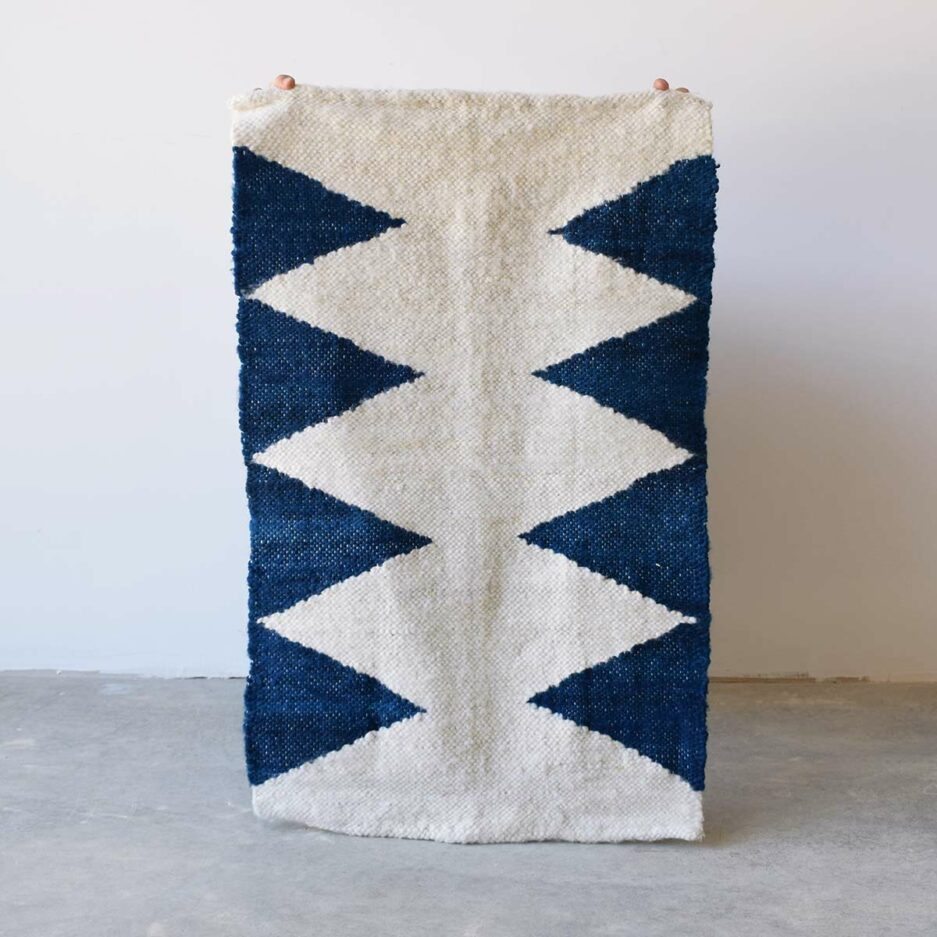 Mini tapis en laine motifs ethniques bleu Finca Home
