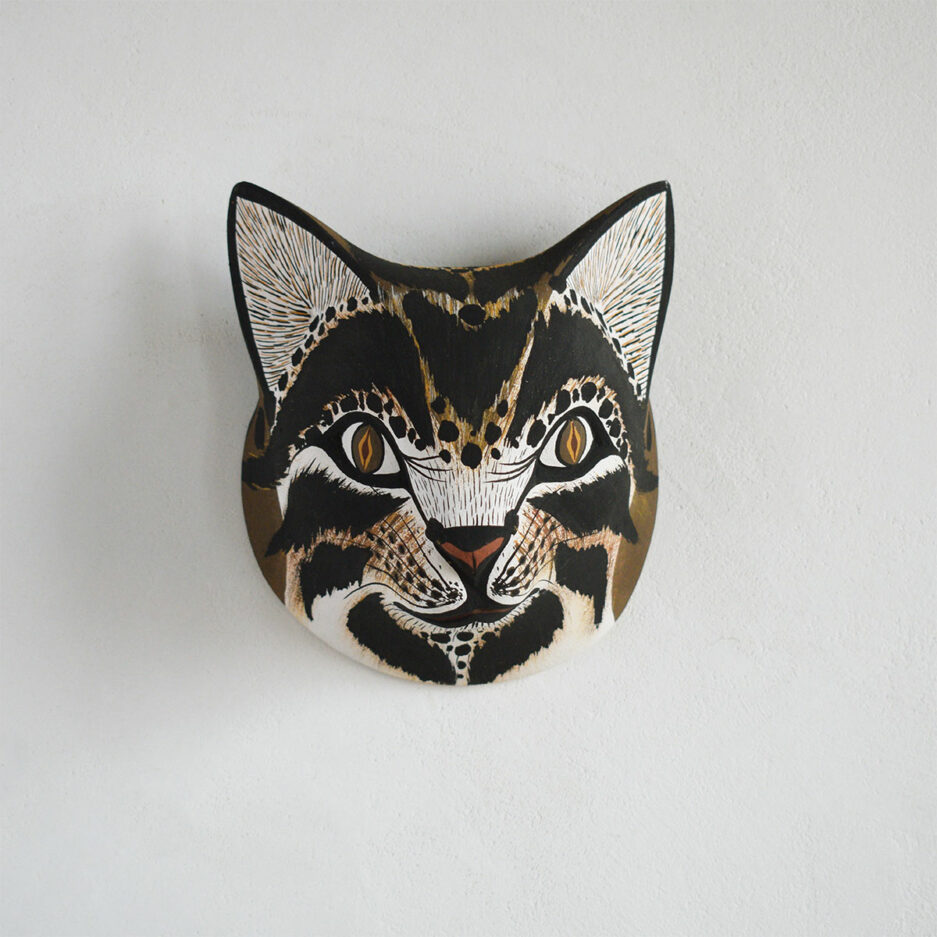 Masque Chat En Bois Trophee Mural Animal Finca Home