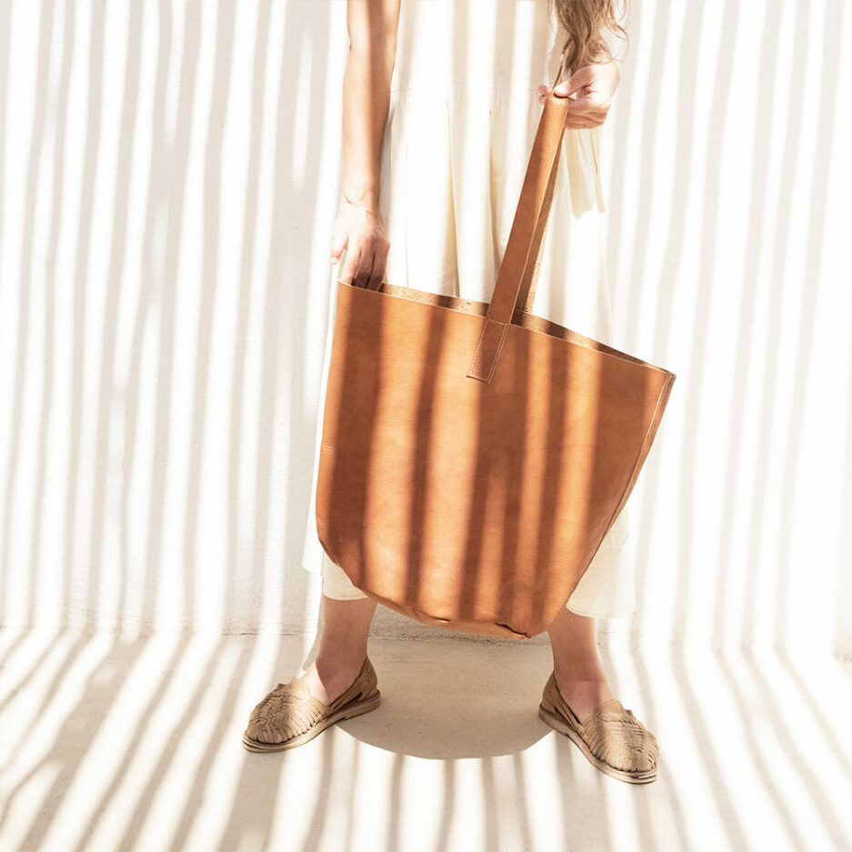 Sac cabas en cuir camel Finca Home