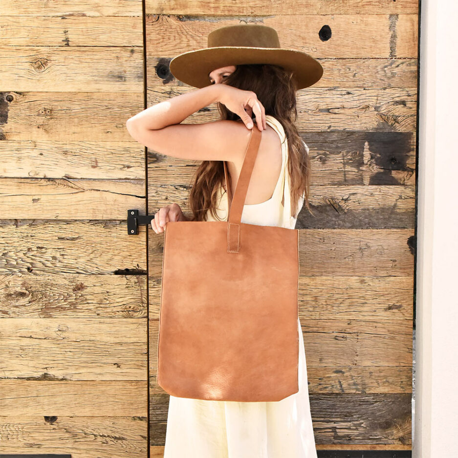 Sac tote bag en cuir camel Finca Home