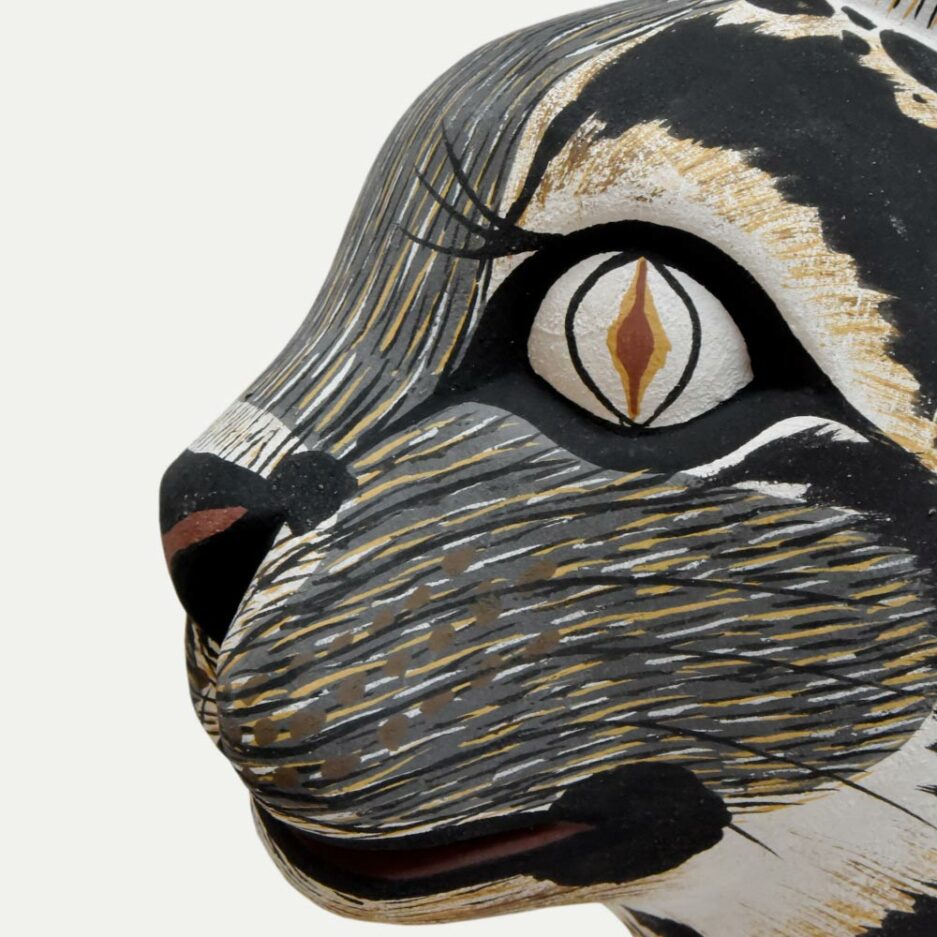 Trophée animaux en bois grand chat Finca Home