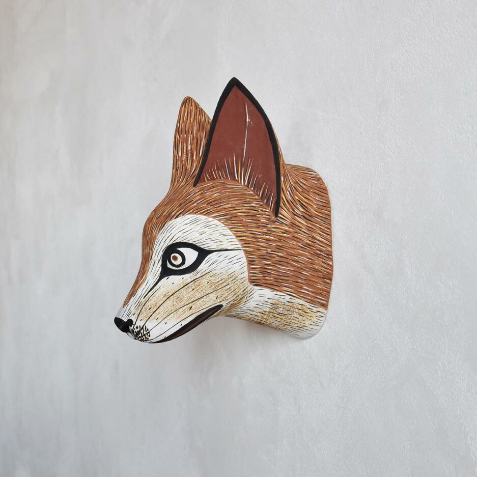 Masque déco en bois renard roux Finca Home