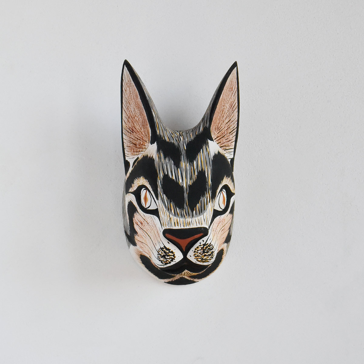 Masque Chat en bois - Trophée mural animal - Finca Home