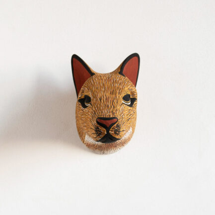 Masque Renard roux en bois