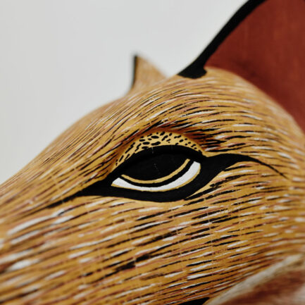 Masque Renard roux en bois