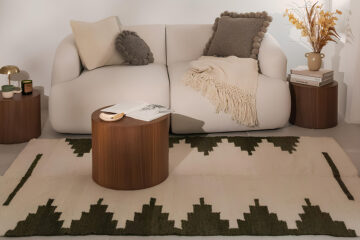 Tapis artisanal en laine vert kaki Finca Home
